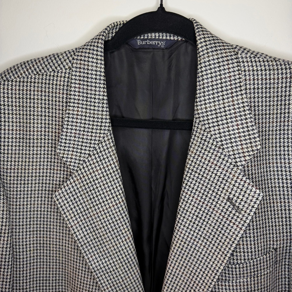 Vintage Burberrys Houndstooth Wool Blazer Classic Sport Coat - Picture 2 of 8